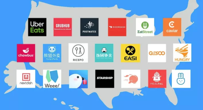 DoorDash,Uber Eats,Postmates,Grubhub,Ricepo,熊猫外卖,Chowbus